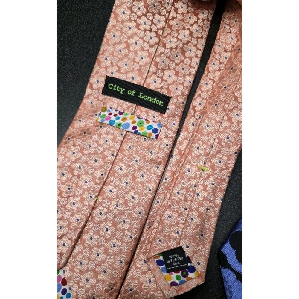 NEW 2 City of London Multicolor Striped Mens Tie 100%‎ Silk Necktie Luxury Funky